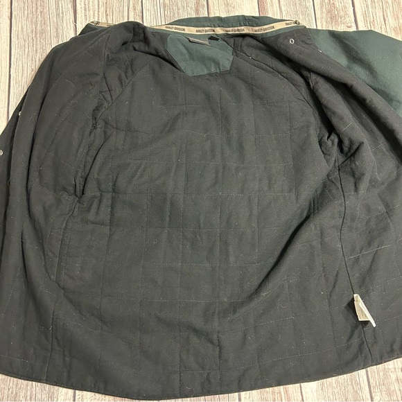 Harley Davidson Men’s M Black Shacket Button Up Canvas Motorcycle Pockets Jacket - Picture 10 of 12